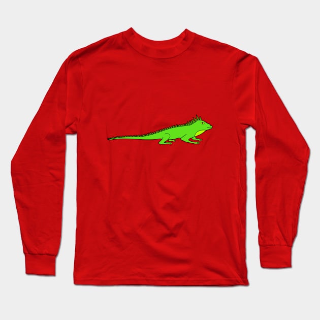 Green Spiky Lizard Long Sleeve T-Shirt by JenTiger